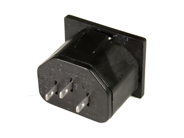 Conector alimentación hembra IEC 60320 panel, terminales faston