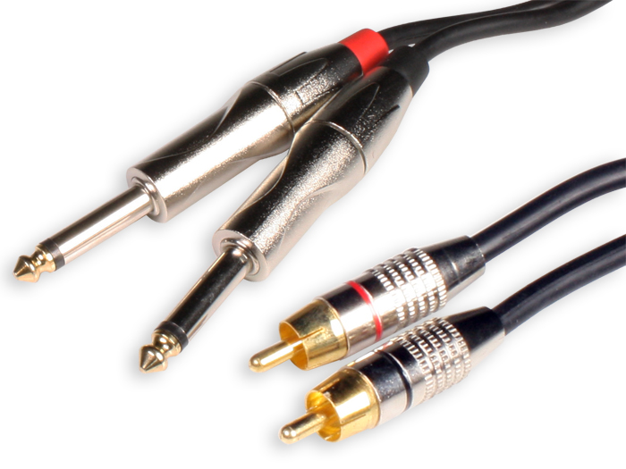 2 6.3 Mono Jack Male to 2 RCA Male Cable - 5 m