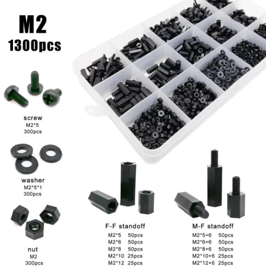 M2 Nylon Hex Standoff Kit - 1300 Pcs