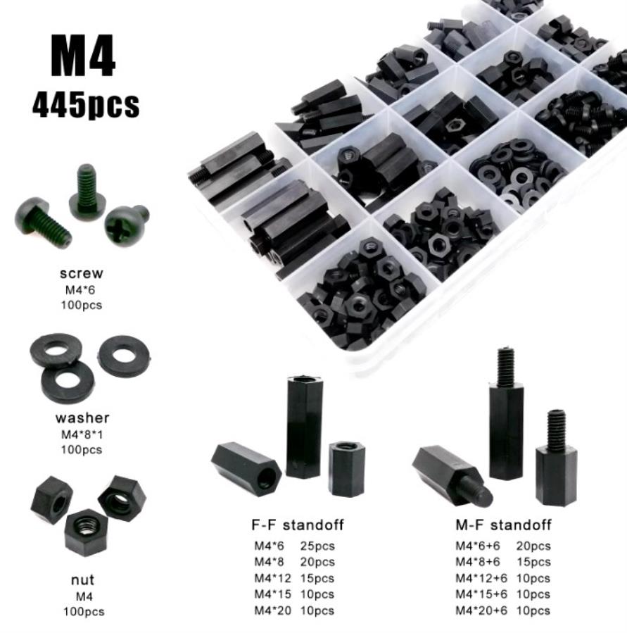 M4 Nylon Hex Standoff Kit - 445 Pcs