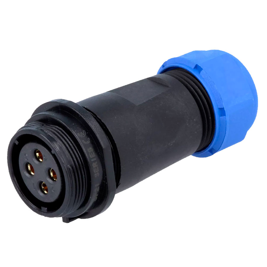 WEIPU SP21 Series IP68 - 4 Contacts Ø21 Waterproof Female Cable-Mount Connector - IP68 - SP2111/S4II-1N