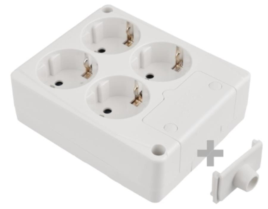 Solera 8104 - 4 Socket multi-plug and wall mounting - Square