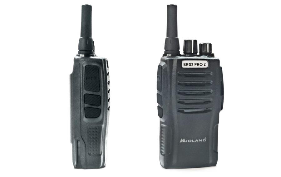 Midland BR02 PRO Z PACK 4 - Professional Walkie Talkie + Microphone + Base Charger - 4 Units Pack - C1524.01