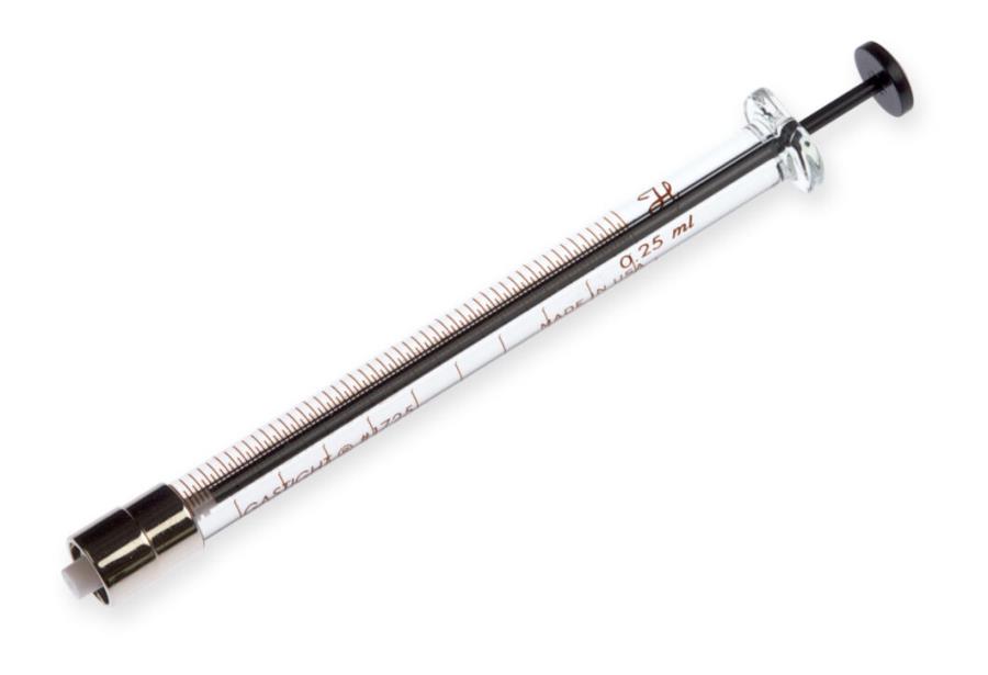 Hamilton 1755 TLL - 250 µl Hermetic Syringe - Needle Not Included - PTFE LUER Closure - Autoclavable - 81120