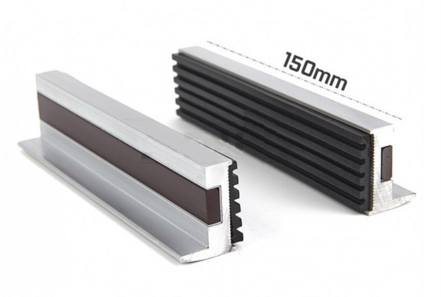 Conjunto de mordentes magnéticos de alumínio com suporte de borracha ranhurado para torno de 150 mm