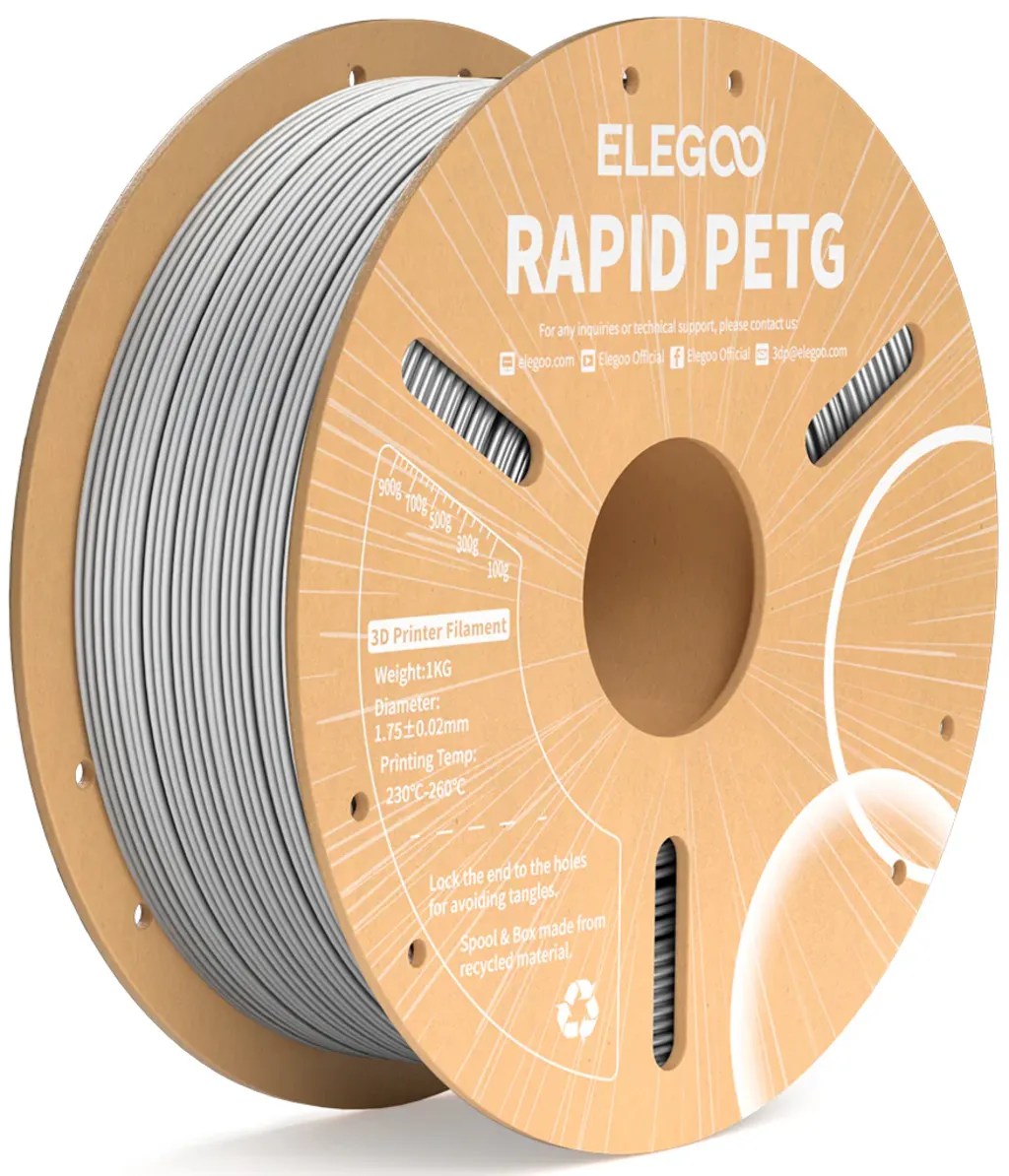 Elegoo Rapid PETG Grey - Filamento Rapid PET-G - 1,75 mm - Gris - 1 Kg - 50.203.0222