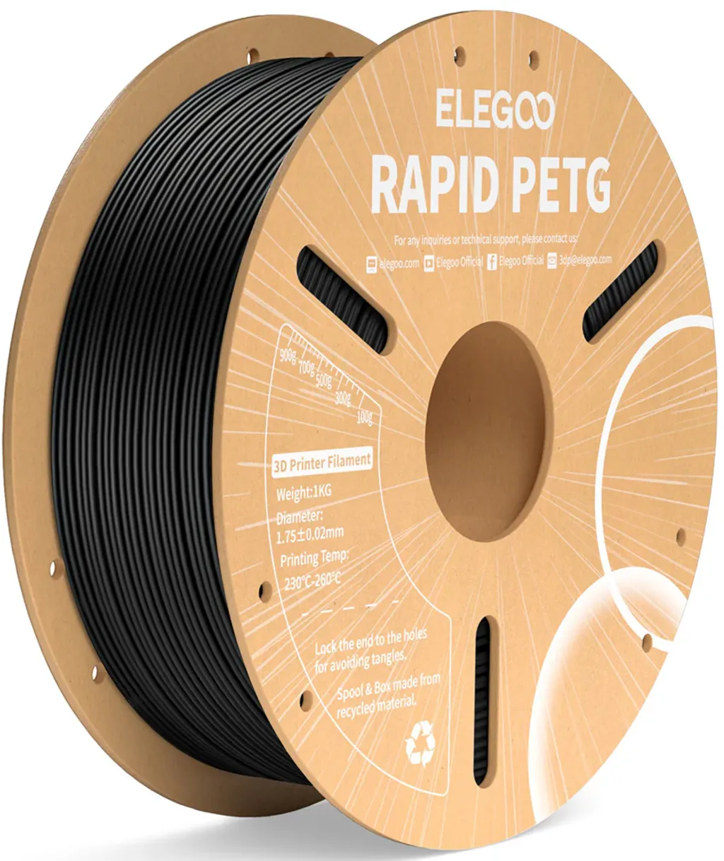 Elegoo Rapid PETG Black - Filamento Rapid PET-G - 1,75 mm - Negro - 1 Kg - 50.203.0216