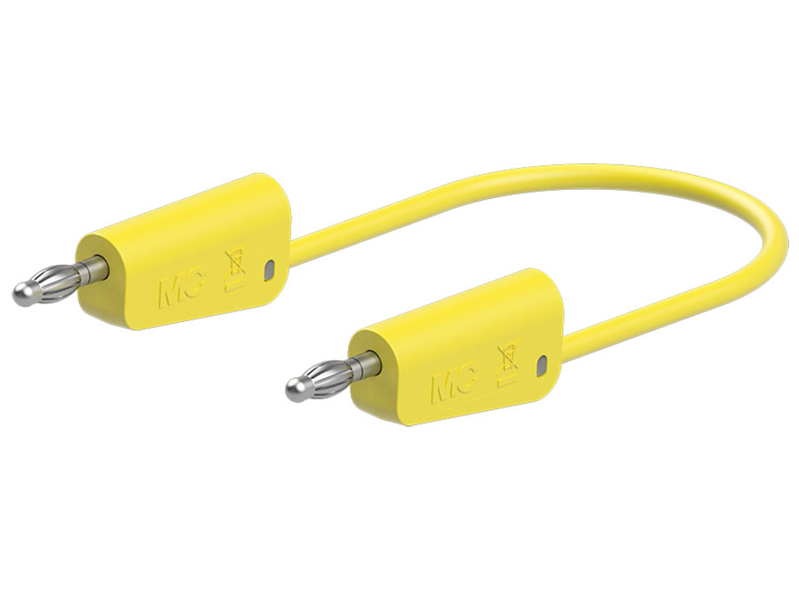 Stäubli LK-4N-S10 - Cable Banana Apilable - Banana Apilable Ø 4 mm - 1 mm² - 0,5 m - Amarillo - 64.1032-05024
