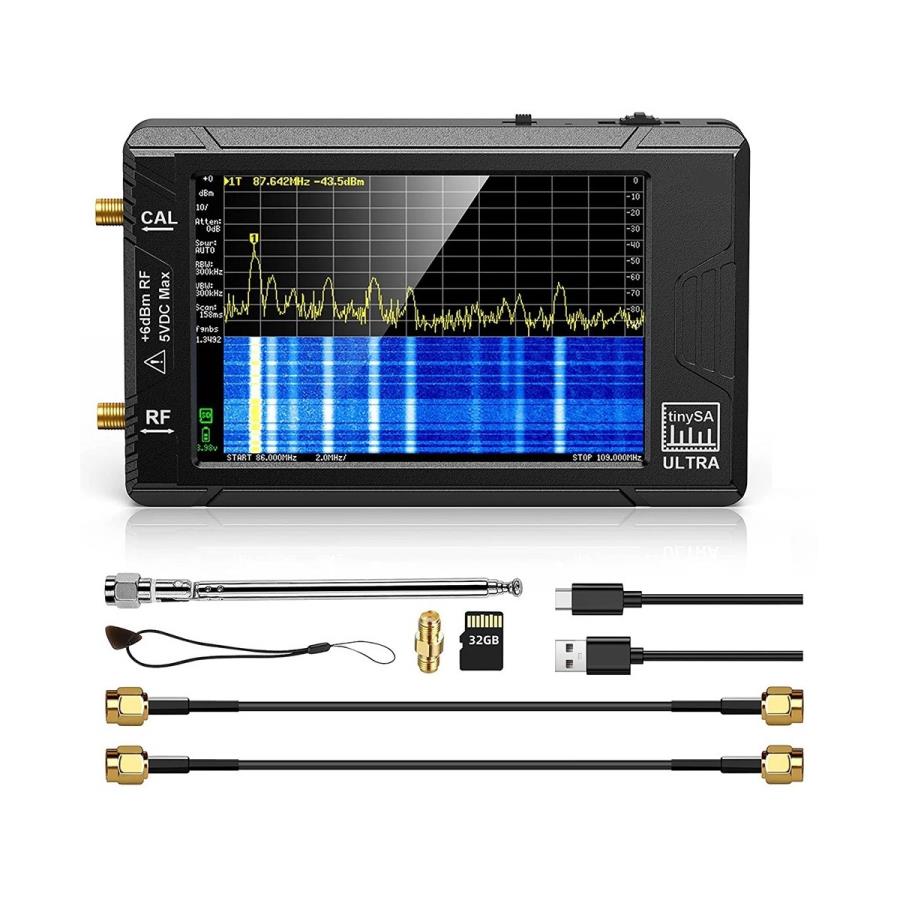 tinySA ULTRA V0.4.5.1 - Analyseur de spectre ESD portable avec écran 4” - 100 KHz-5,3 GHz - 32 Mo - Générateur de signaux