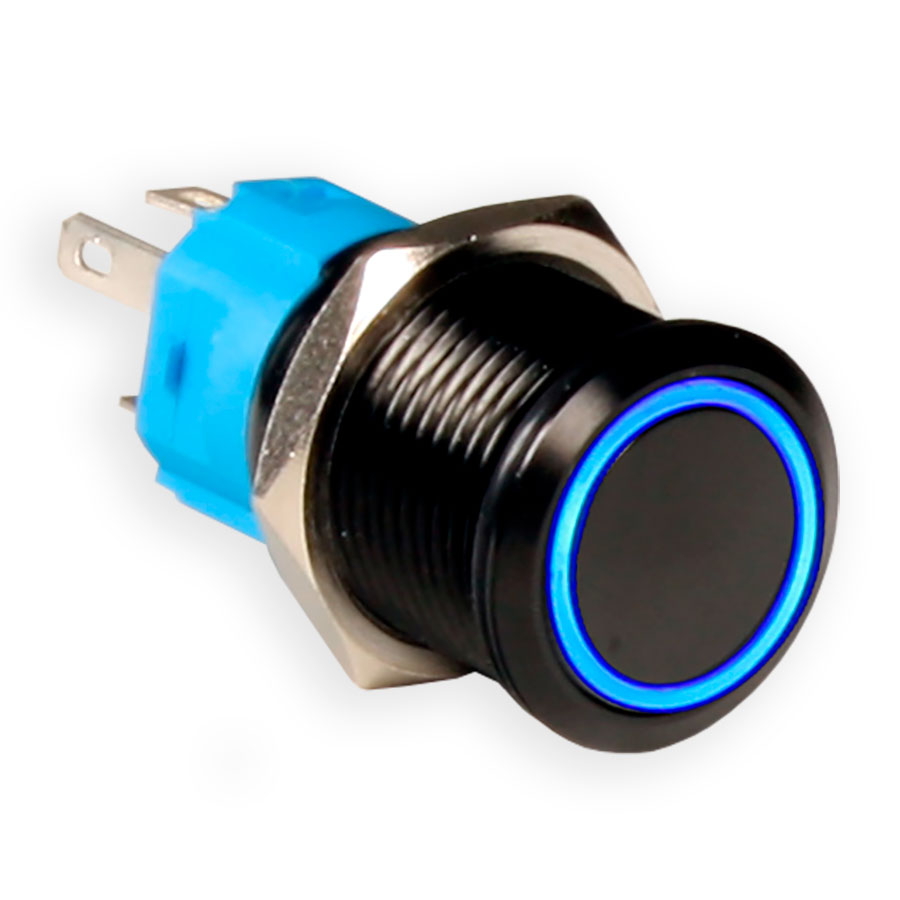 SWITCHTRONIX Serie 16 - Vandal-proof Non-Latching Push Button Panel - IP66 - Ø16 mm - 1NO + 1NC - Blue 12 V